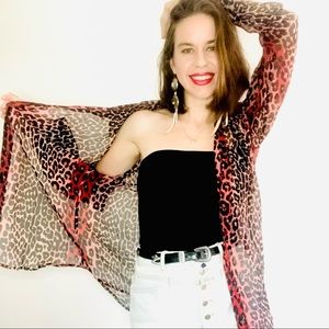 EQUIPMENT Red Leopard Print Silk Chiffon shirt